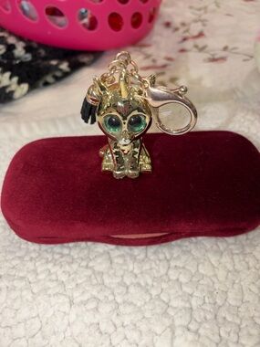 Ty Beanie Boos Cat Charm Keychain with Green Eyes